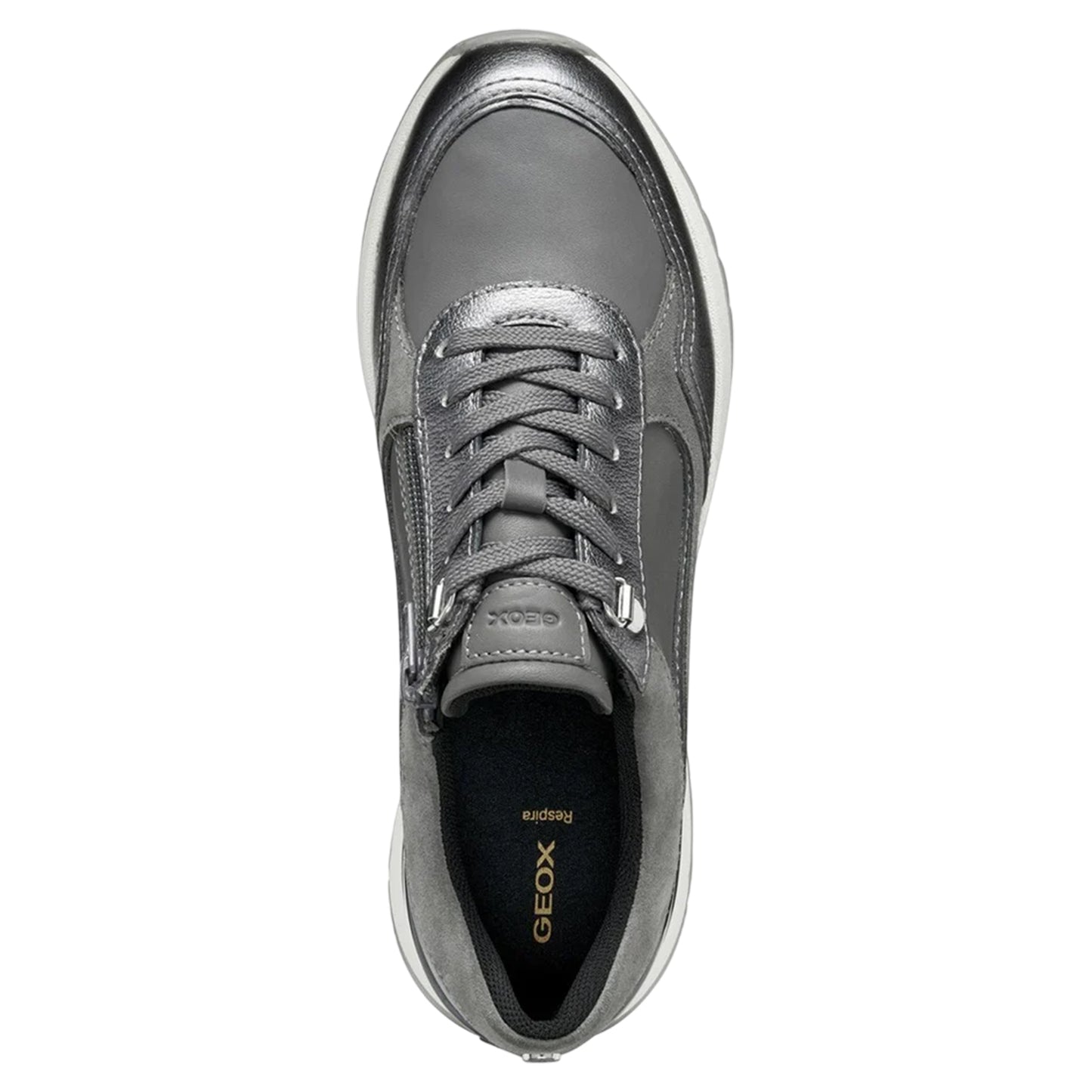 Dark Grey-Gun - Lifestyle - Geox Womens-Ladies Desya Leather Trainers