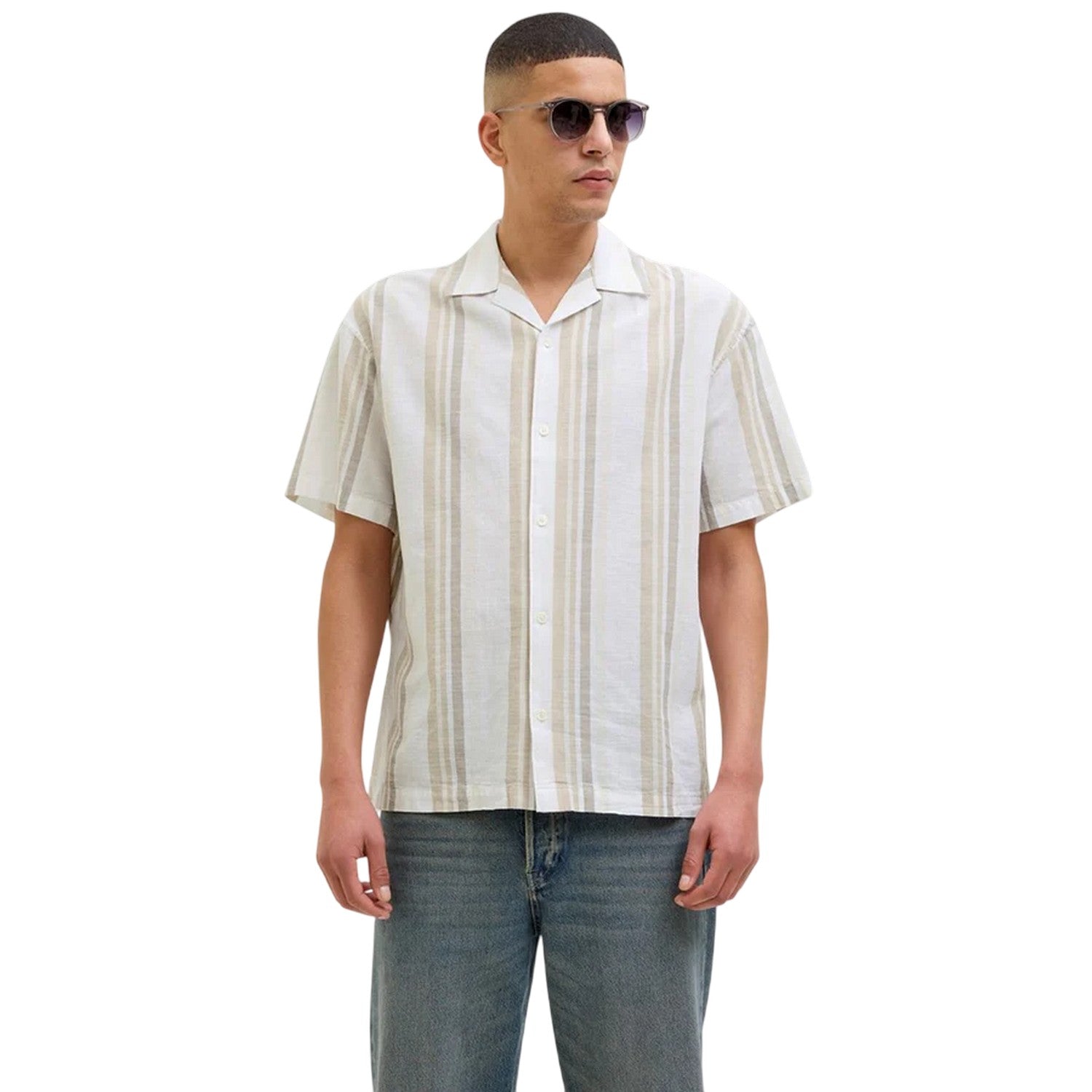 Travertine - Lifestyle - Jack And Jones Mens Stripe Revere Collar Shirt