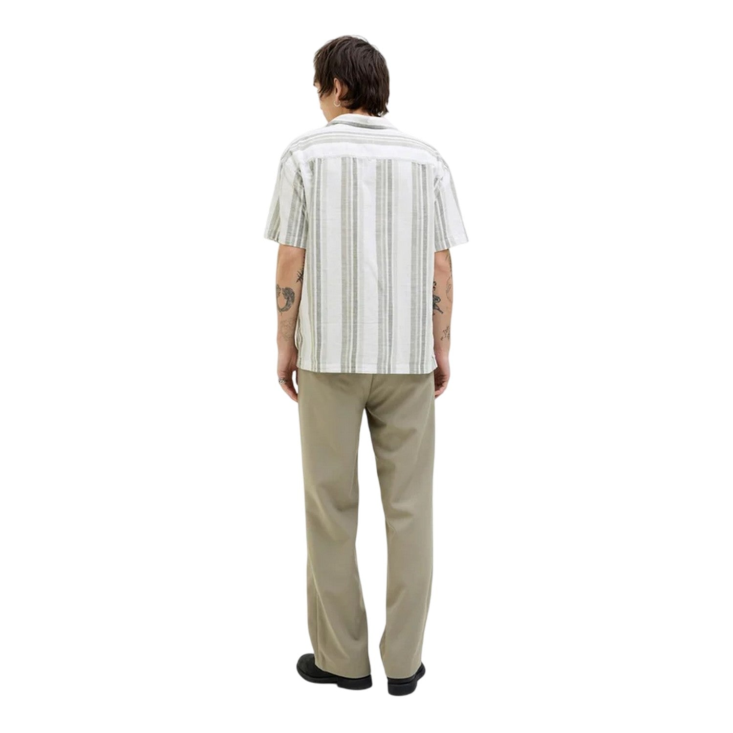 Vetiver - Back - Jack And Jones Mens Stripe Revere Collar Shirt