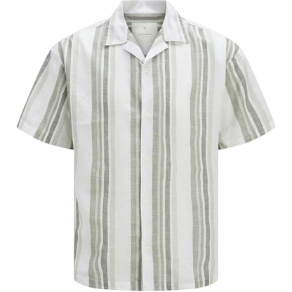 Vetiver - Front - Jack And Jones Mens Stripe Revere Collar Shirt