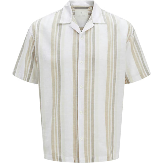Travertine - Front - Jack And Jones Mens Stripe Revere Collar Shirt