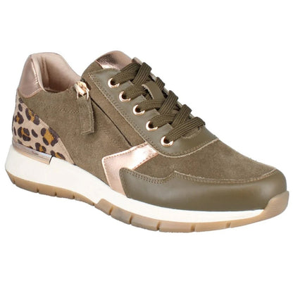 Olive - Front - Josef Seibel Womens-Ladies Emilia 01 Leather Trainers