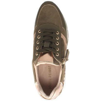 Olive - Close up - Josef Seibel Womens-Ladies Emilia 01 Leather Trainers