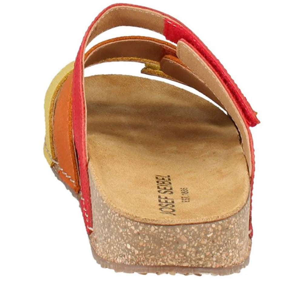 Yellow-Multicoloured - Back - Josef Seibel Womens-Ladies Hannah 03 Leather Mule Sandals