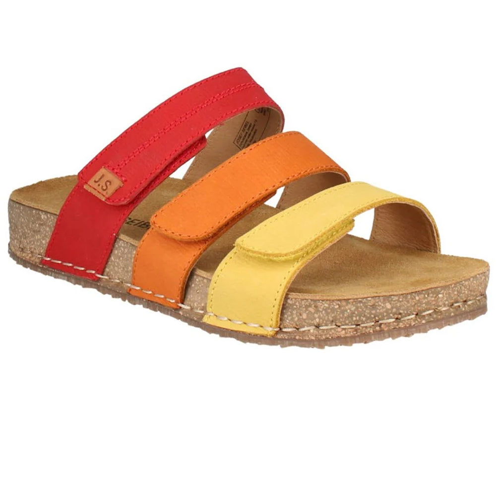 Yellow-Multicoloured - Front - Josef Seibel Womens-Ladies Hannah 03 Leather Mule Sandals