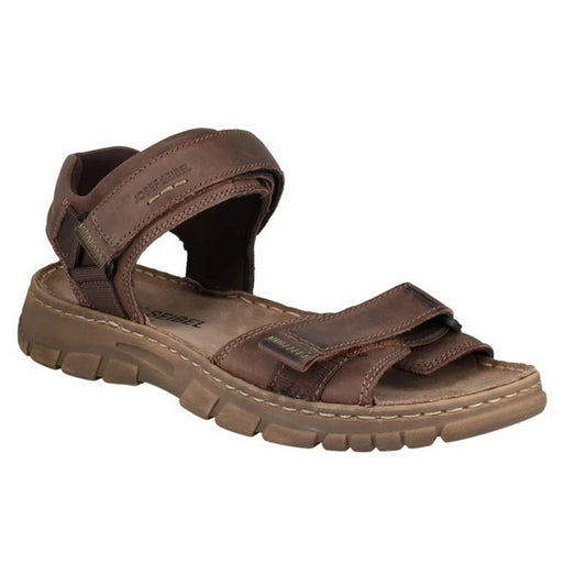Brown - Front - Josef Seibel Mens Brendan 01 Leather Sandals