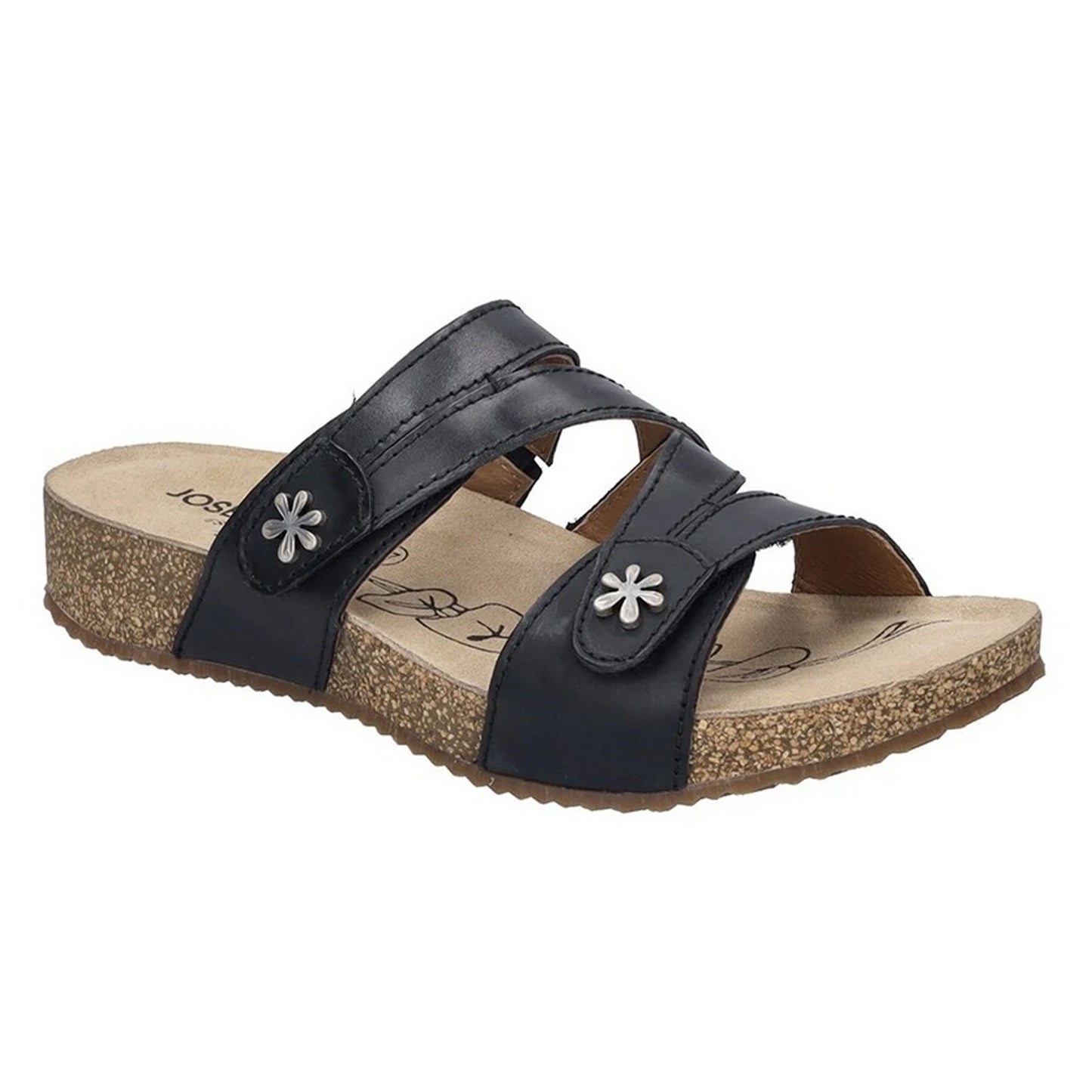Black - Front - Josef Seibel Womens-Ladies Tonga 82 Leather Mule Sandals