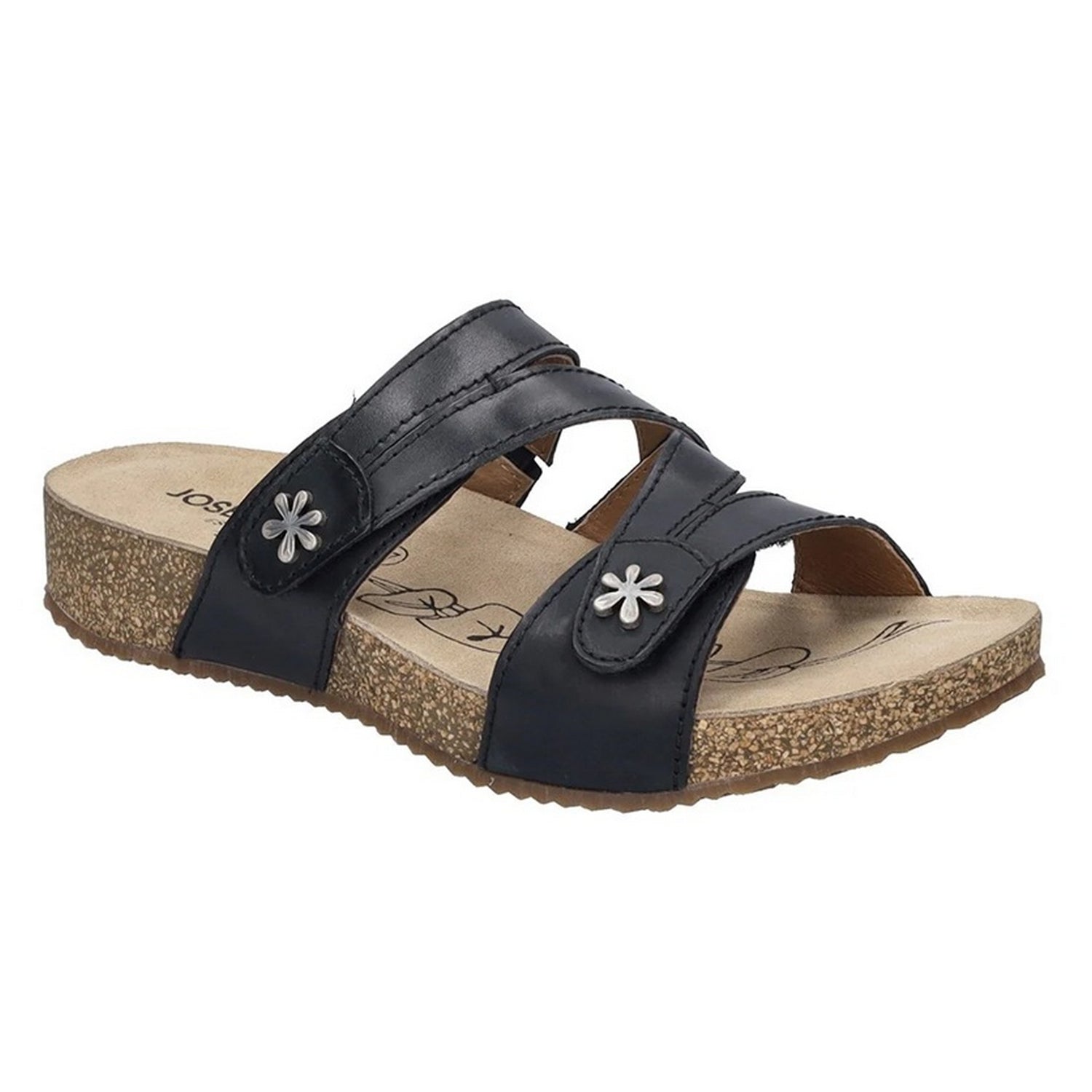 Black - Front - Josef Seibel Womens-Ladies Tonga 82 Leather Mule Sandals