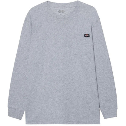 Heather Grey - Front - Dickies Workwear Mens Pocket Long-Sleeved T-Shirt