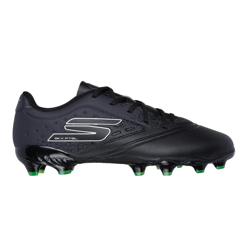 Black-Silver - Side - Skechers Childrens-Kids Razor 1.5 Firm Ground Football Boots
