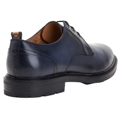 Navy - Back - Base London Mens Dime Leather Derby Shoes