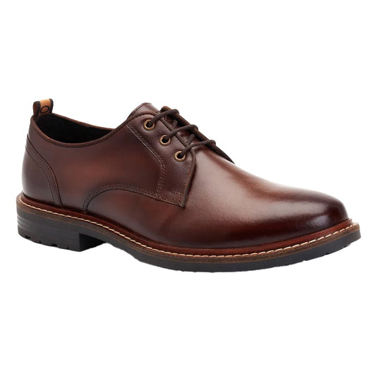 Brown - Front - Base London Mens Dime Leather Derby Shoes