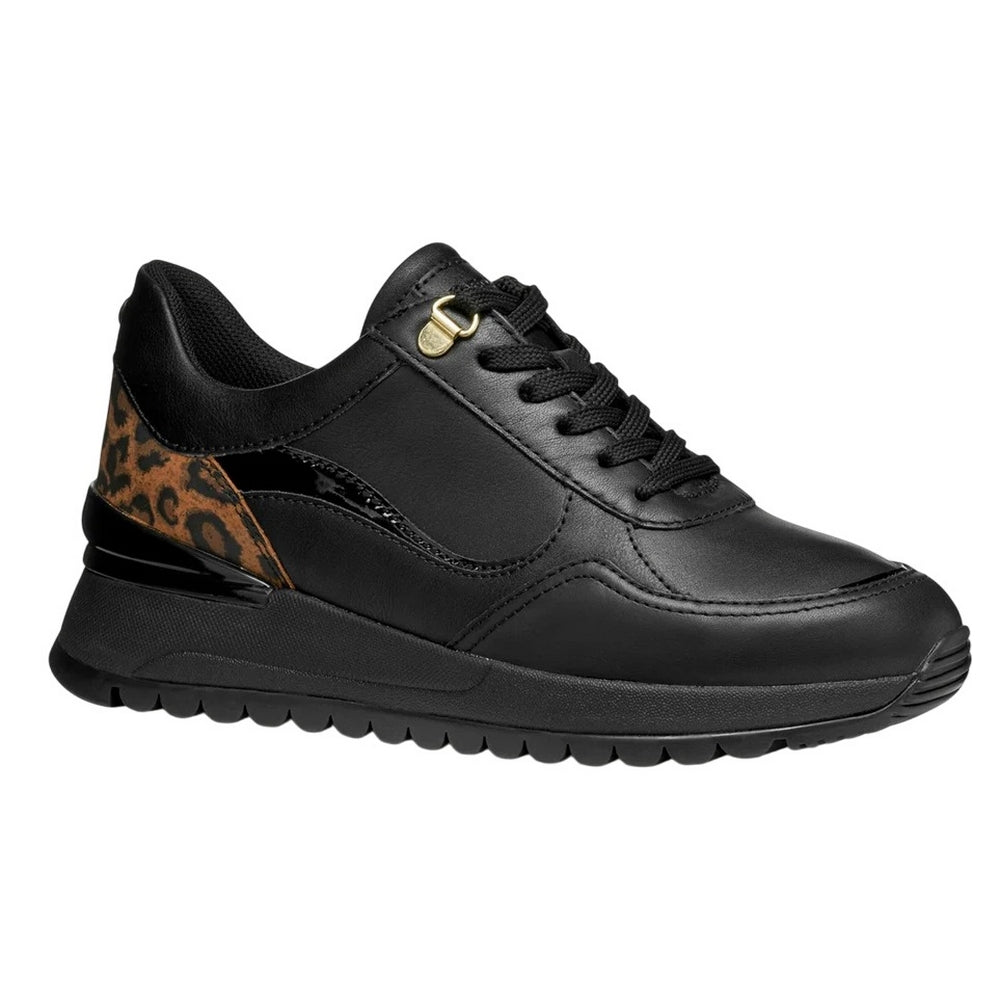 Black - Front - Geox Womens-Ladies Desya Nappa Leather Trainers