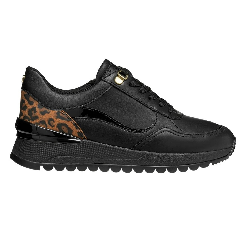 Black - Side - Geox Womens-Ladies Desya Nappa Leather Trainers