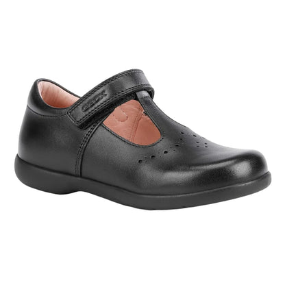 Black - Front - Geox Girls Naimara Leather Ballerina Flats