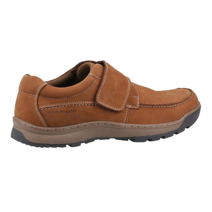 Tan - Back - Hush Puppies Mens Casper Leather Touch Fastening Casual Shoes