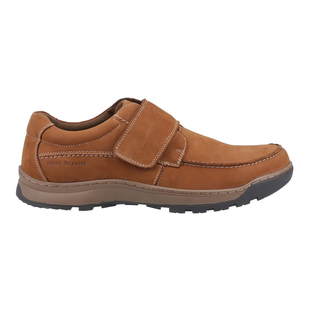 Tan - Lifestyle - Hush Puppies Mens Casper Leather Touch Fastening Casual Shoes