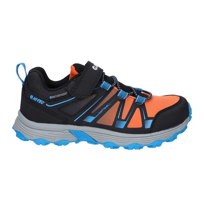 Black-Blue-Orange - Side - Hi-Tec Childrens-Kids Scrappy Trail Low Trainers