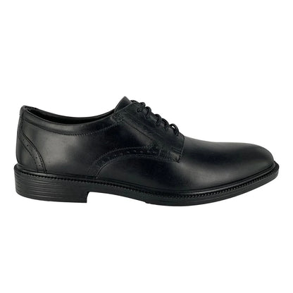Black - Side - POD Mens Malone Leather Derby Shoes