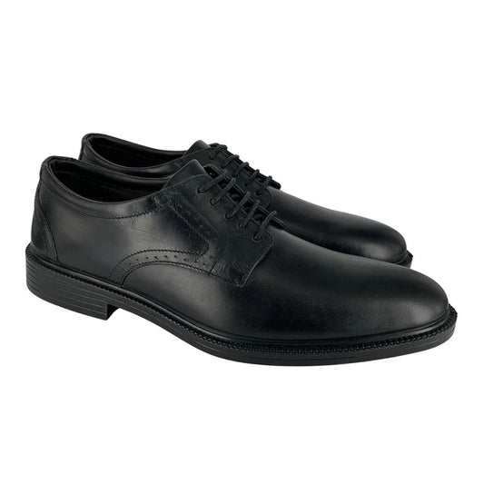 Black - Front - POD Mens Malone Leather Derby Shoes