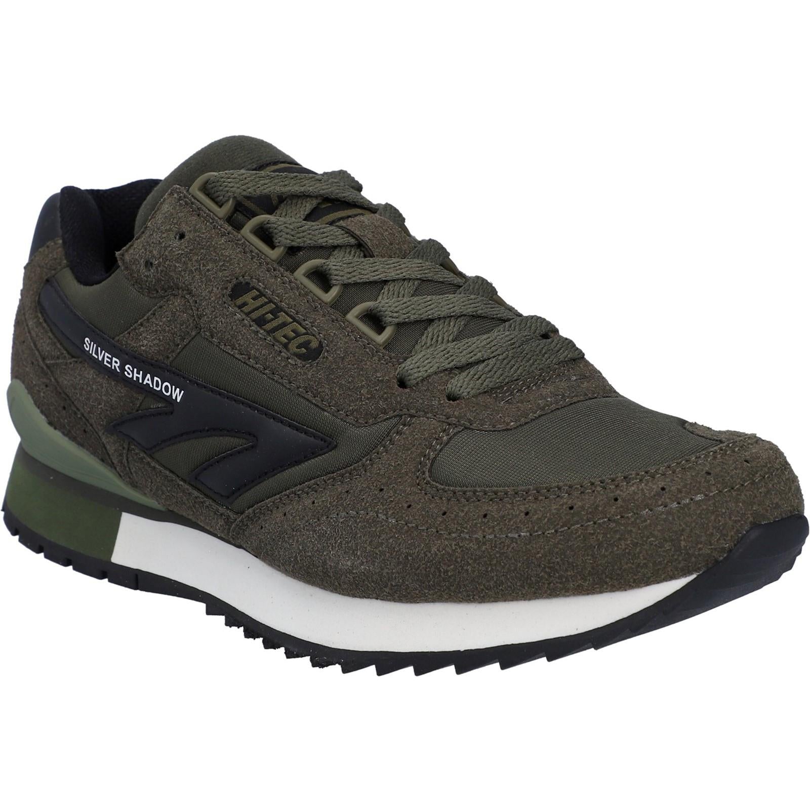 Dark Olive - Front - Hi-Tec Mens Silver Shadow Suede Trainers
