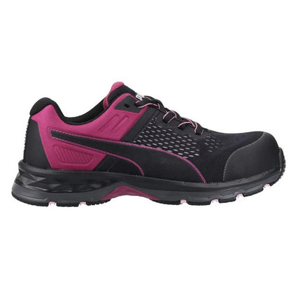Black-Red - Side - Puma Safety Womens-Ladies Define Safety Shoes