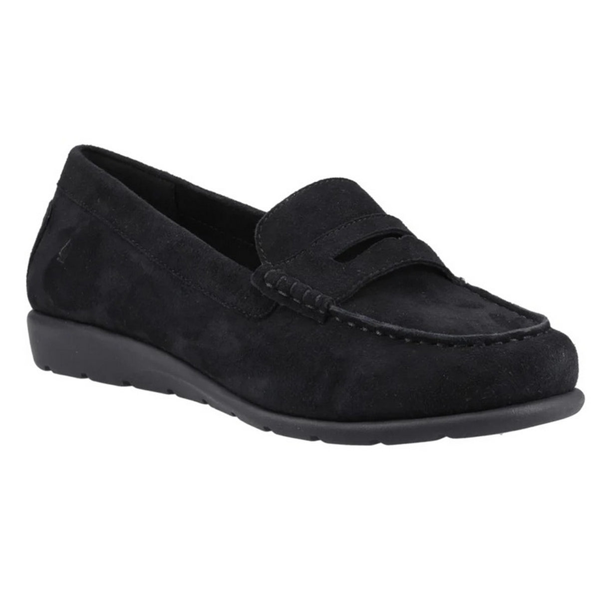 Black - Front - Hush Puppies Womens-Ladies Shelby Suede Loafers