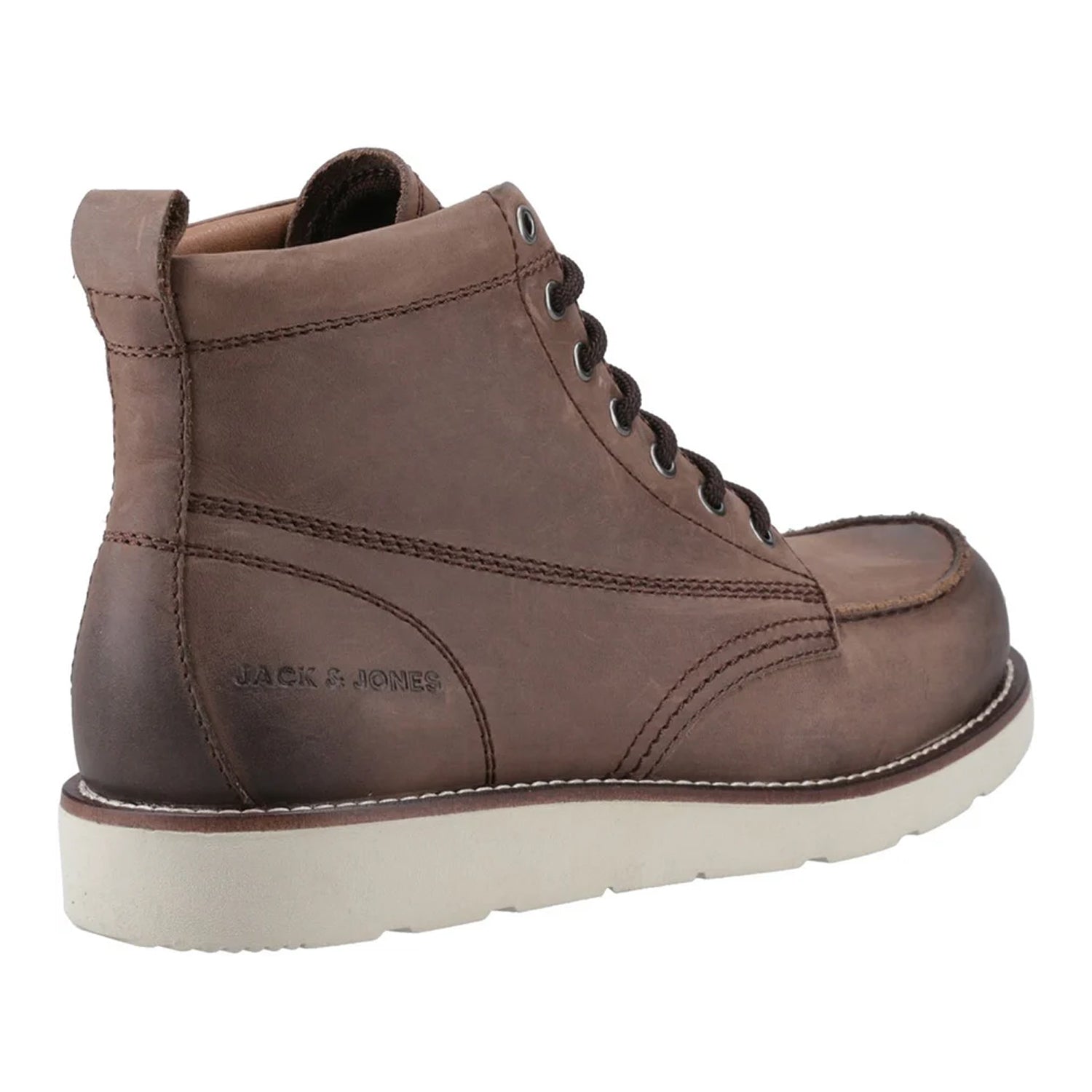 Brown Stone - Back - Jack And Jones Mens Toronto Leather Boots