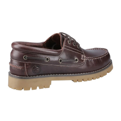 Brown - Back - Cotswold Mens Inglecote Leather Boat Shoes