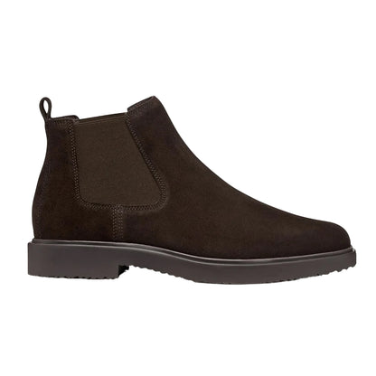 Dark Brown - Side - Geox Mens U Massimiano B Suede Chelsea Boots