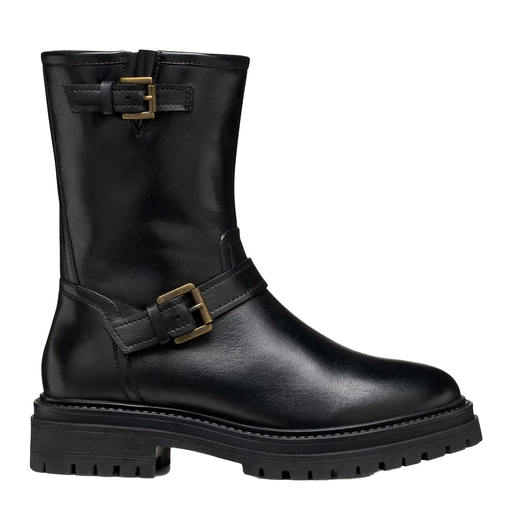 Black - Side - Geox Womens-Ladies D Iridea D Leather Ankle Boots