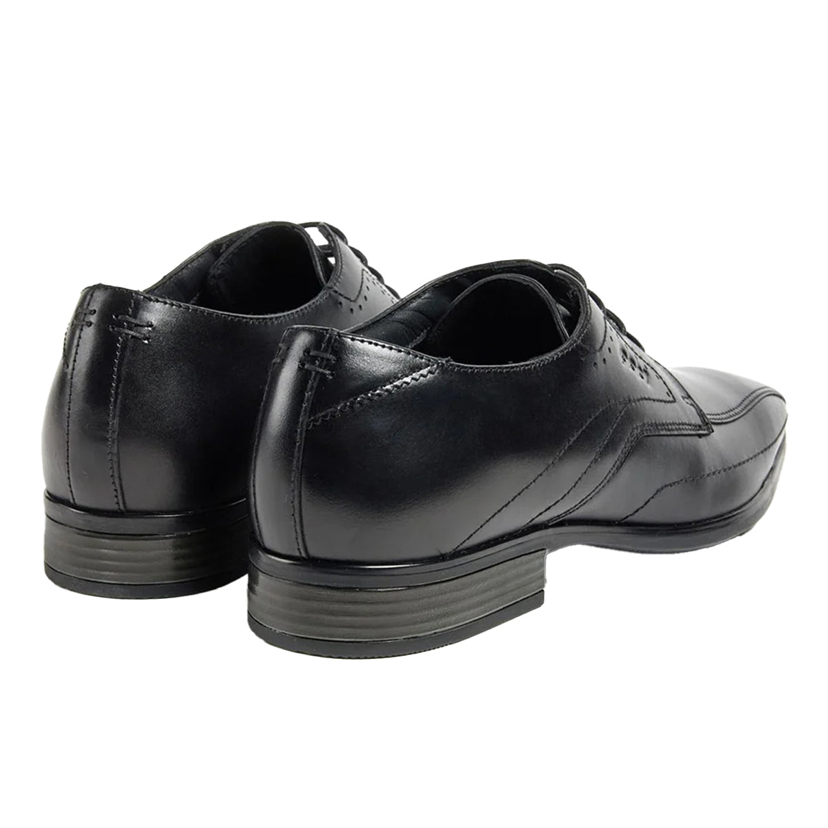 Black - Back - POD Mens Duke Leather Derby Shoes