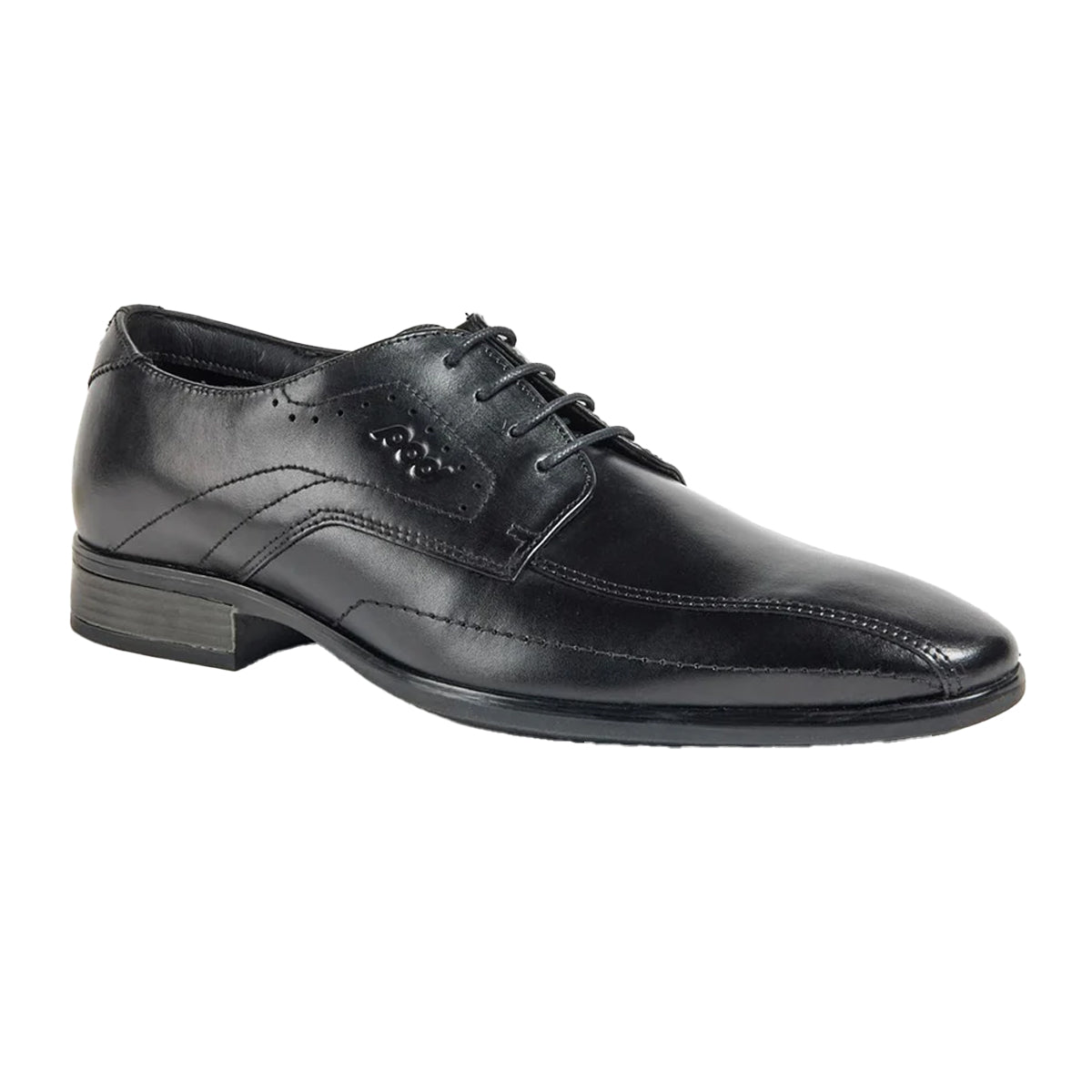 Black - Front - POD Mens Duke Leather Derby Shoes