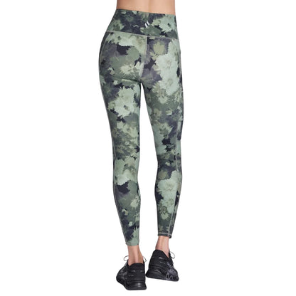 Green - Back - Skechers Womens-Ladies Go Flex Ribbed Leggings