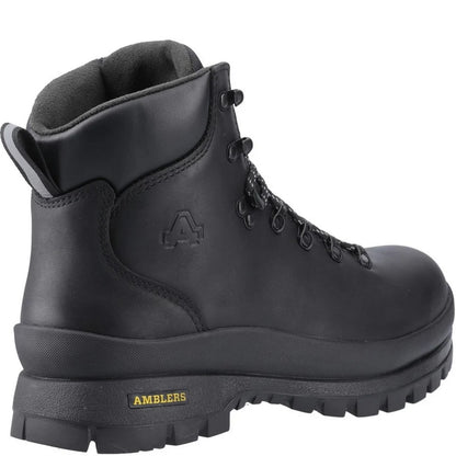 Black - Back - Amblers Unisex Adult Cow Leather Safety Boots