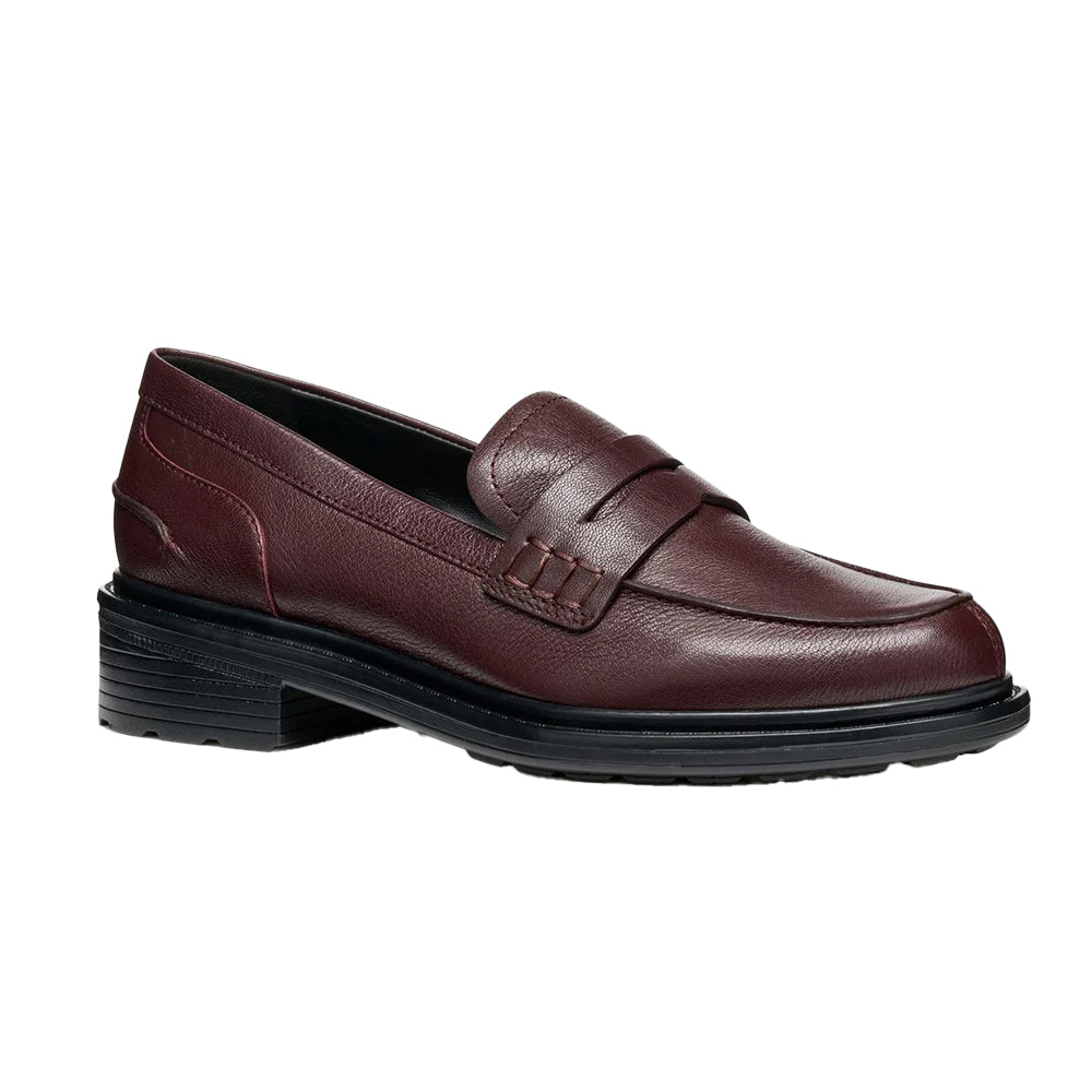 Wine - Back - Geox Womens-Ladies Walk Pleasure Leather Moccasins