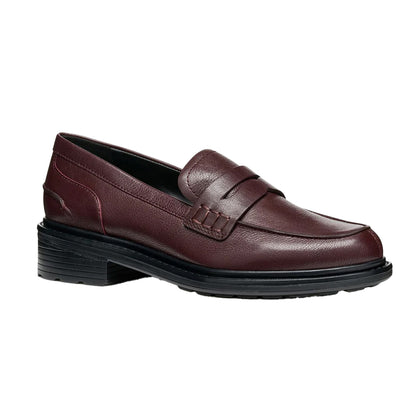 Wine - Back - Geox Womens-Ladies Walk Pleasure Leather Moccasins