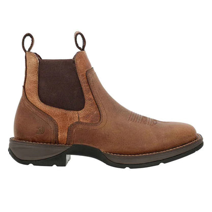 Tan - Lifestyle - Durango Mens Red Dirt Rebel Full Grain Leather Ankle Cowboy Boots
