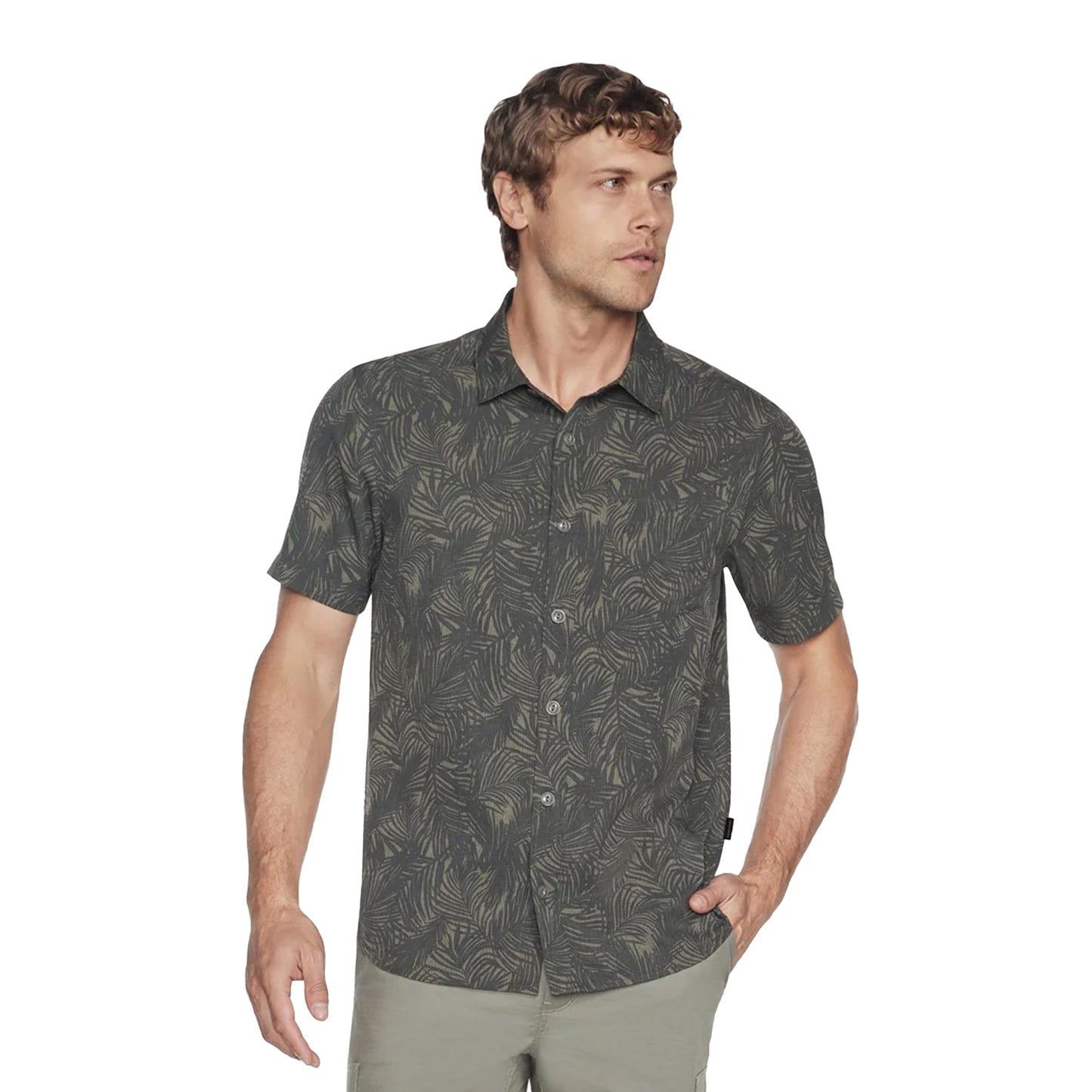 Grey - Front - Skechers Mens Go Walk Air Printed Short-Sleeved Shirt