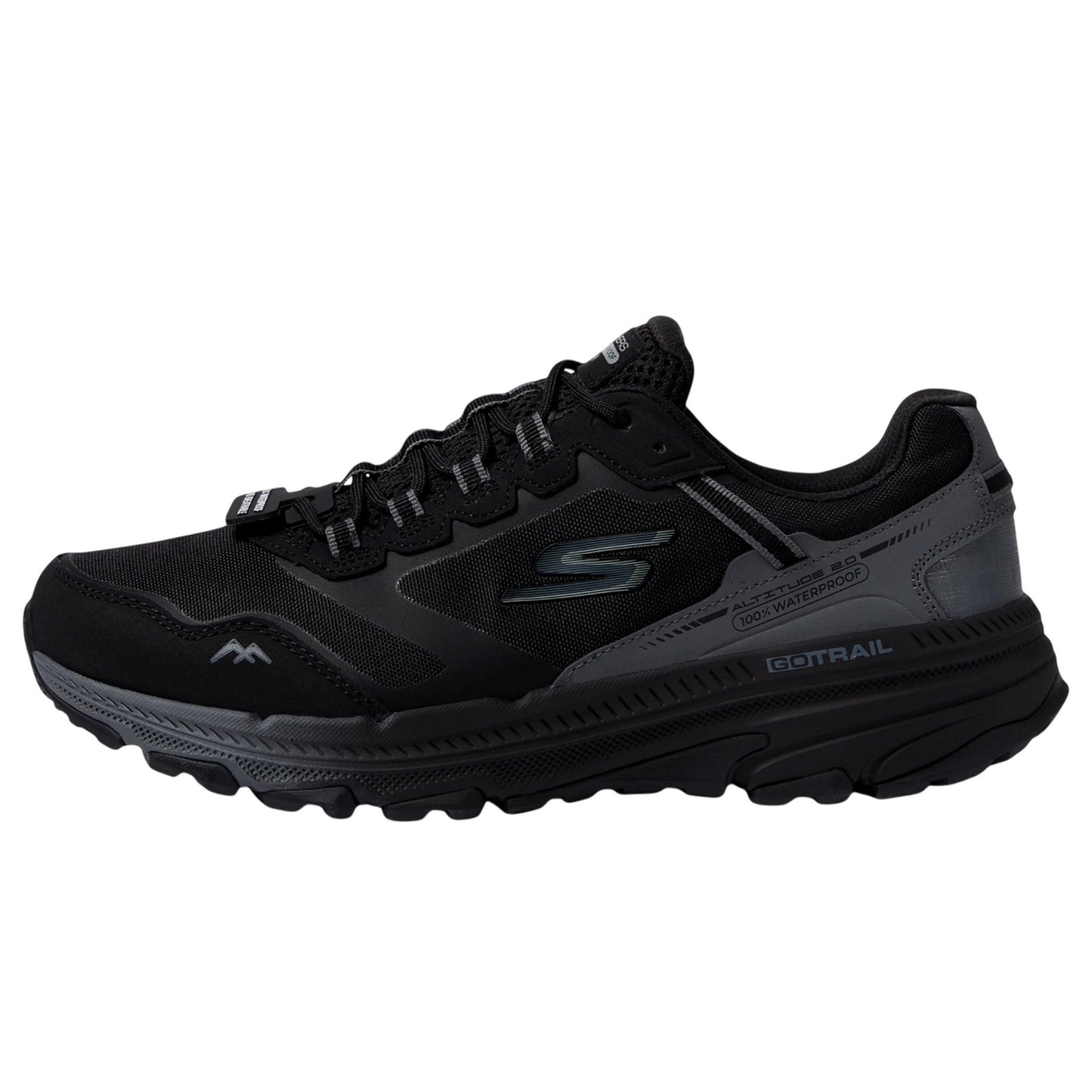 Black-Charcoal - Side - Skechers Womens-Ladies Go Run Trail Altitude 2.0 Pine Ridge Leather Trainers