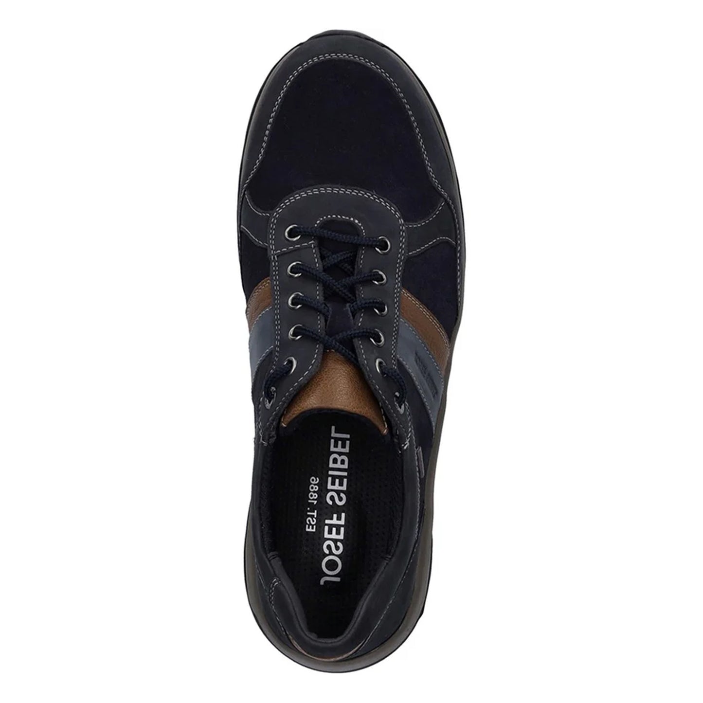 Dark Blue - Close up - Josef Seibel Mens Leroy 56 Leather Trainers