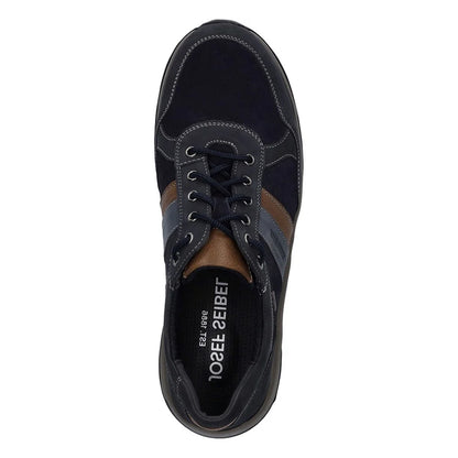 Dark Blue - Close up - Josef Seibel Mens Leroy 56 Leather Trainers