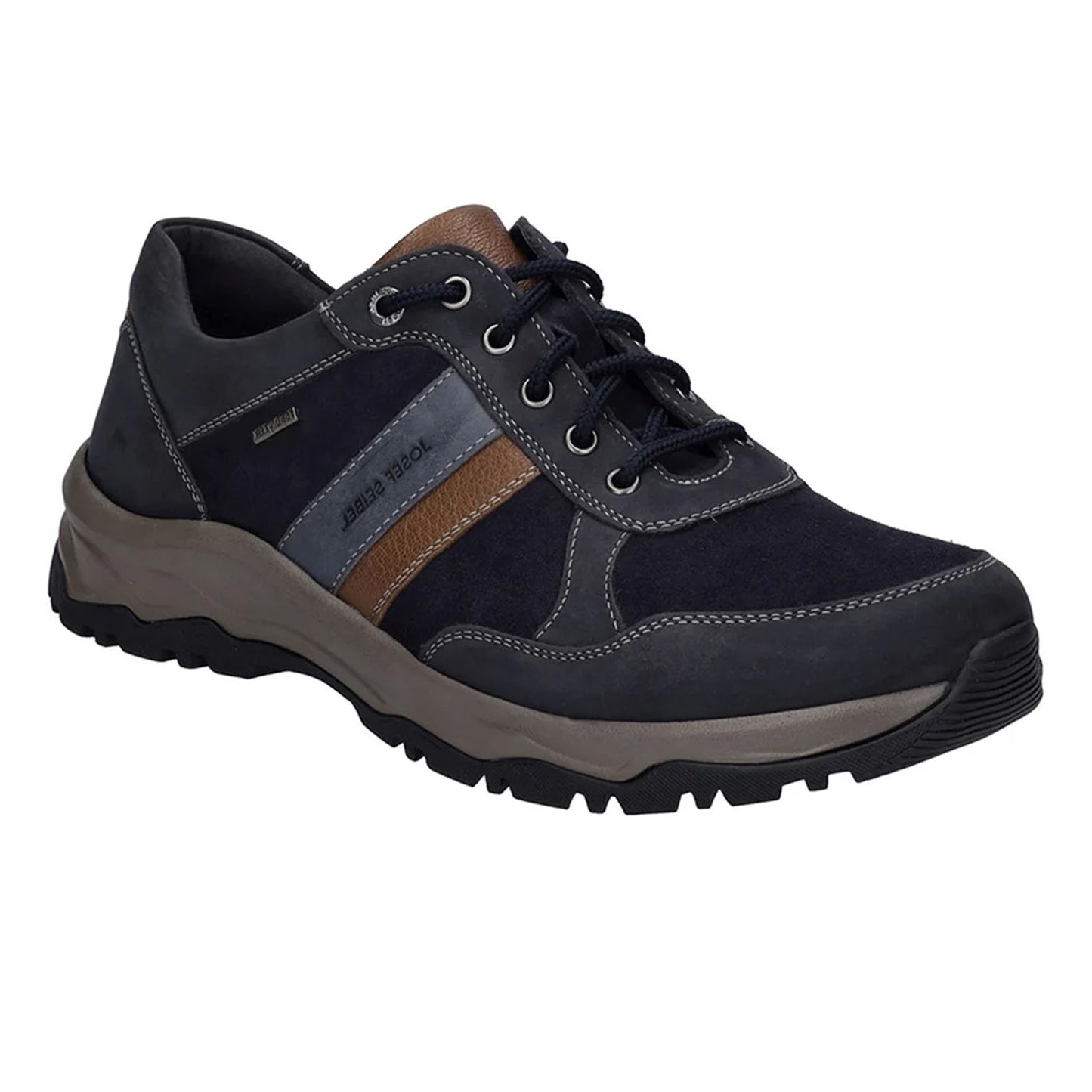 Dark Blue - Front - Josef Seibel Mens Leroy 56 Leather Trainers