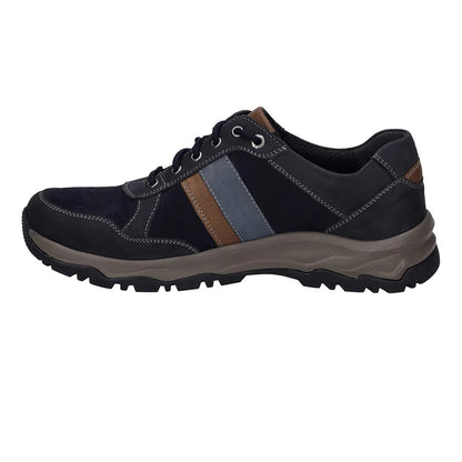 Dark Blue - Side - Josef Seibel Mens Leroy 56 Leather Trainers