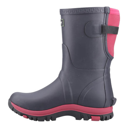 Navy-Pink - Side - Cotswold Womens-Ladies Realm Adjustable Wellington Boots