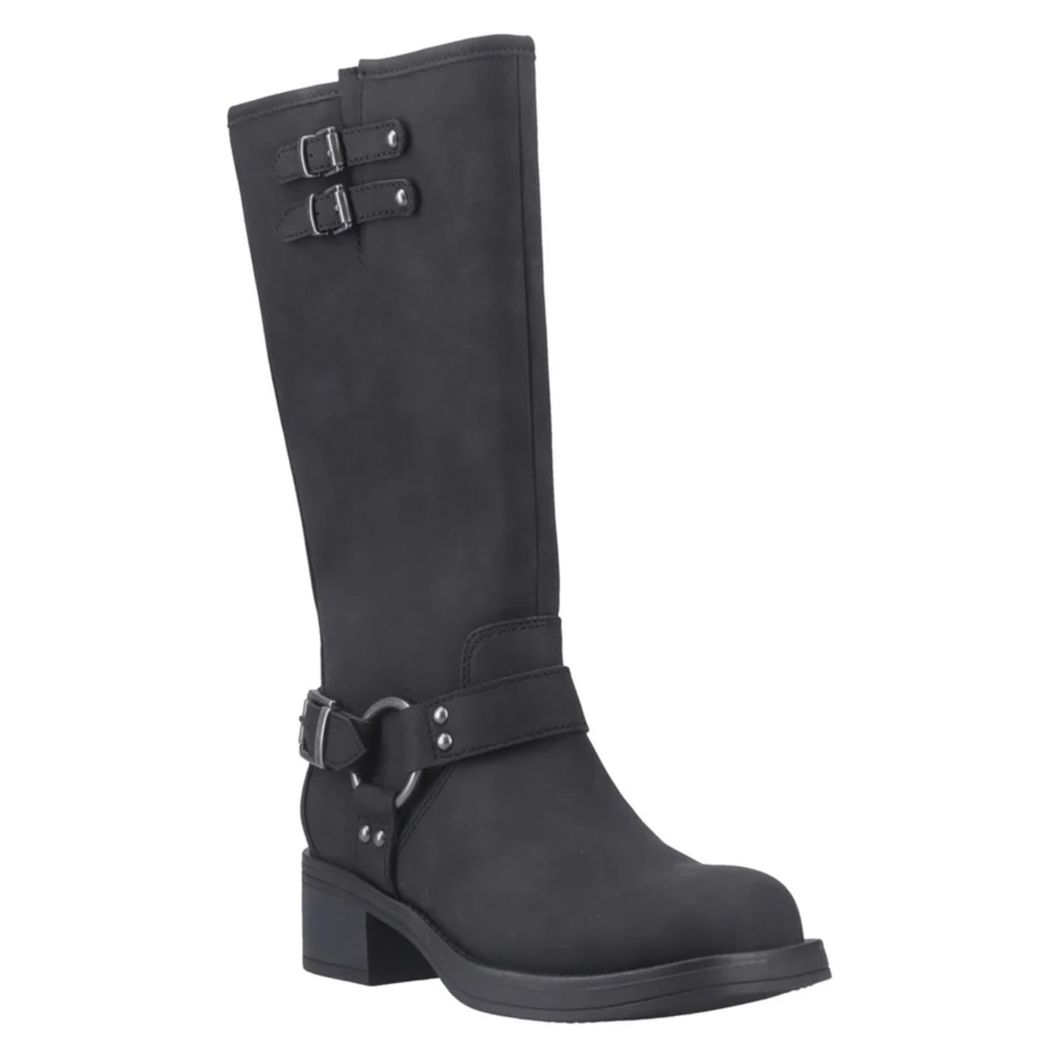 Black - Front - Rocket Dog Womens-Ladies Nash Tall Biker Boots