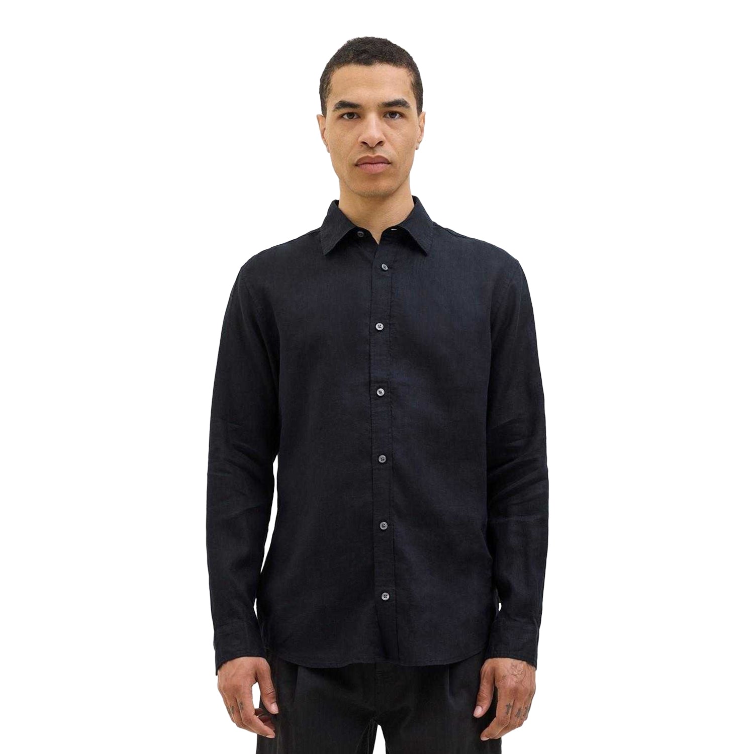 Black - Side - Jack And Jones Mens Linen Shirt