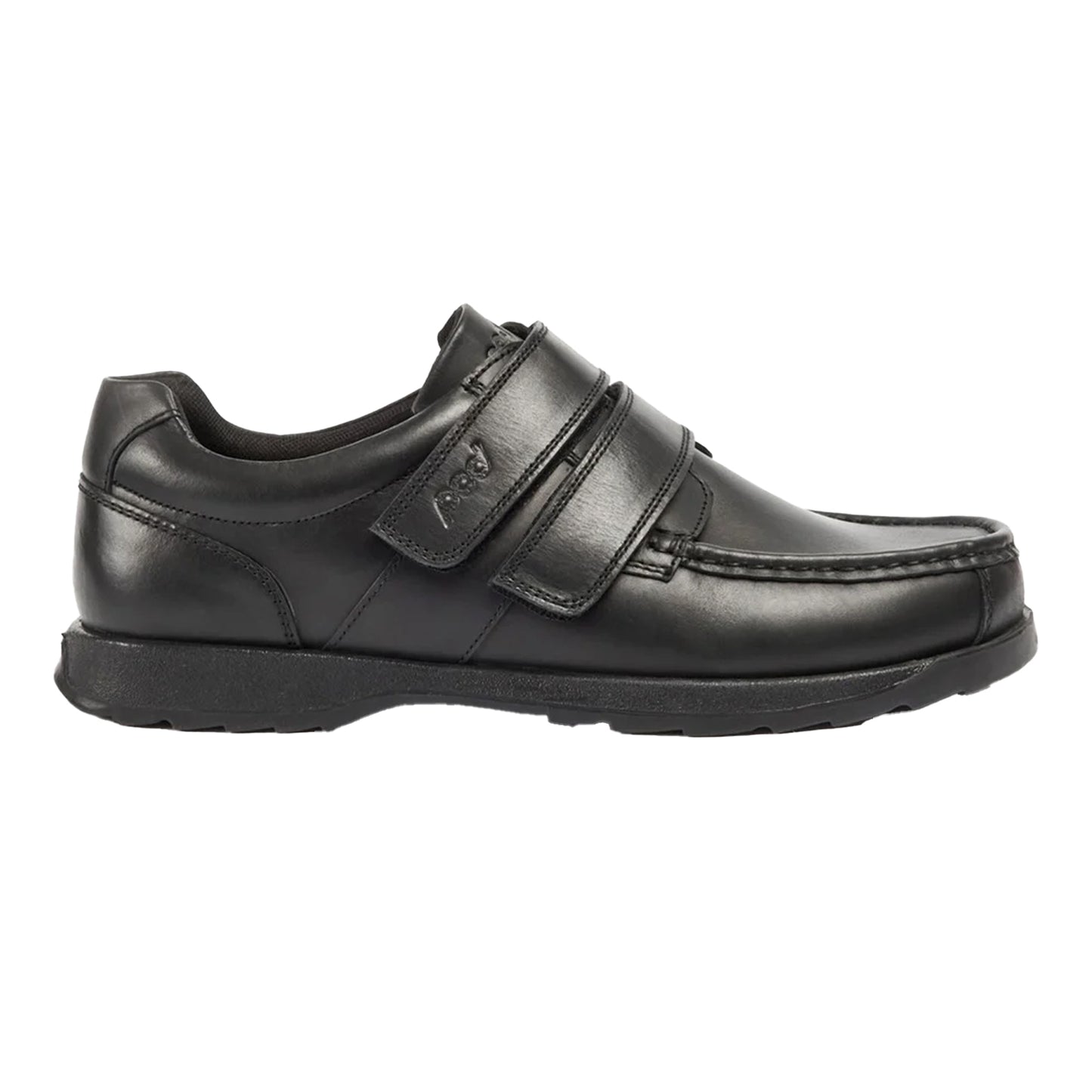 Black - Side - POD Boys Leather School Shoes
