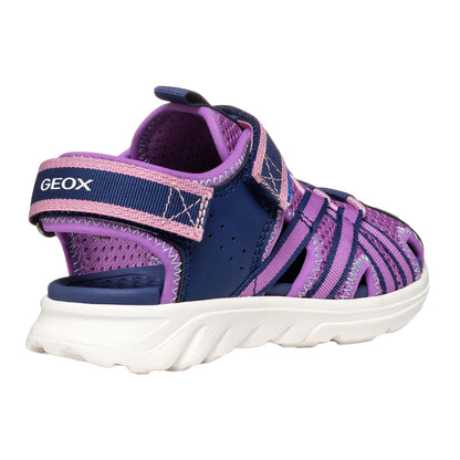 Navy-Purple - Back - Geox Girls Airadyum Sandals