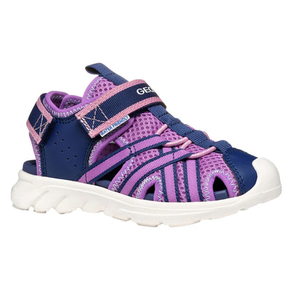 Navy-Purple - Front - Geox Girls Airadyum Sandals